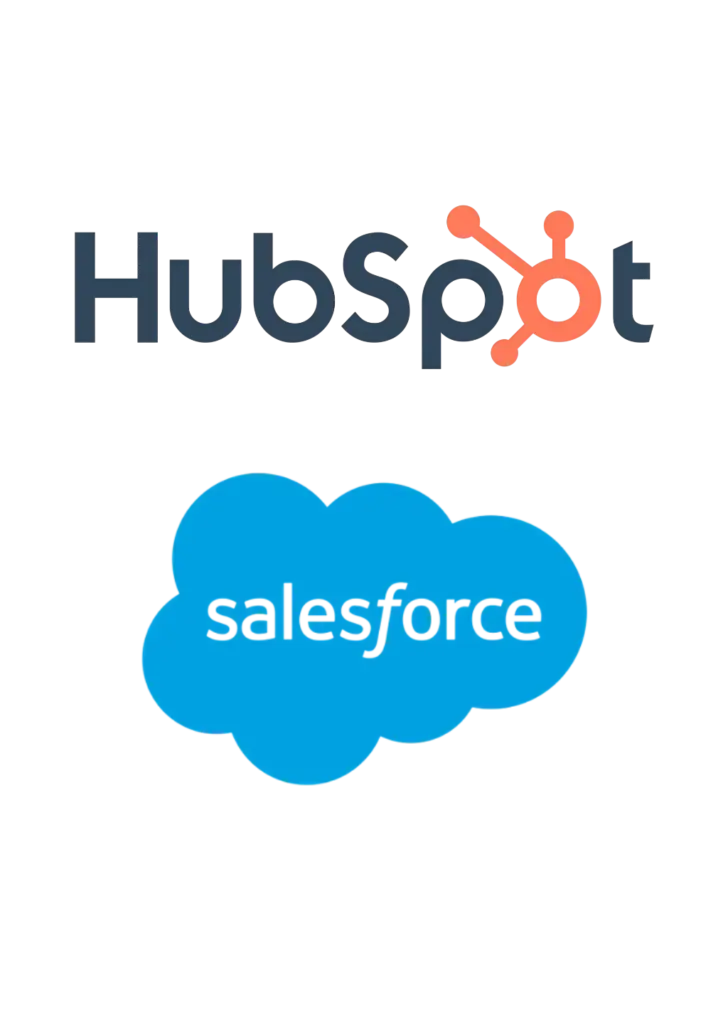 Logos: HubSpot und Salesforce als Beispiele für CRM-Newsletter-Systeme
